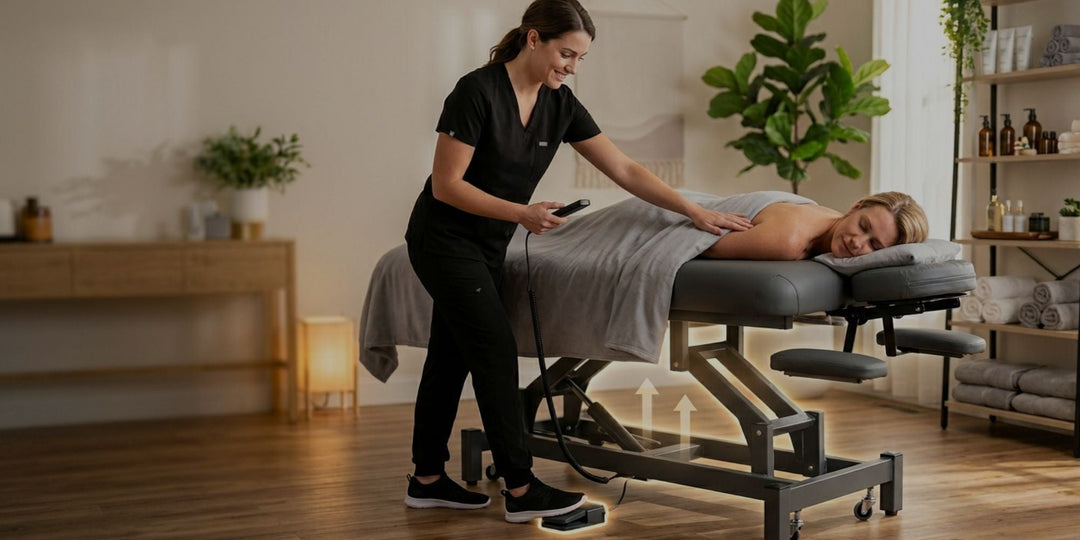 Ellora Vista Electric Lift Massage Table, Stronglite Ergo Lift Treatment Table, Ebro Electric Facial Bed & Massage Table, Everest Eclipse Electric Salon Table