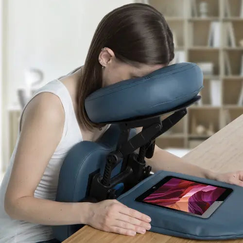 Professional shoulder massage chair with ergonomic design for relaxation, spa treatments, and wellness center use.