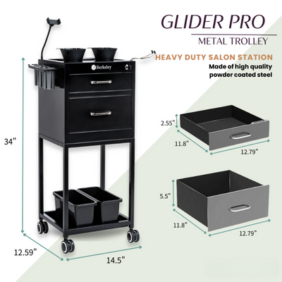 Glider Pro Metal Trolley with 2 Magnetic Bowls