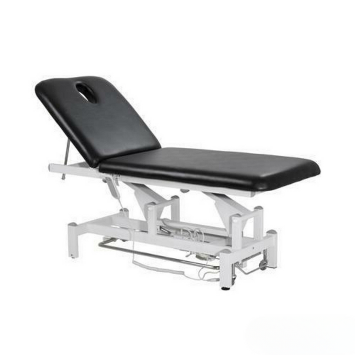 Dermalogic DOMINUS massage table with adjustable height and plush cushioning for professional spa and massage treatments.