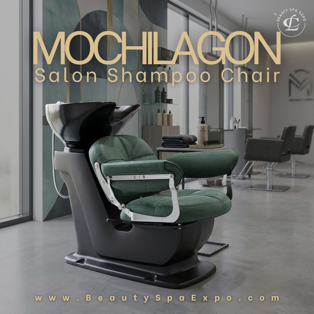 Mochilagon green velvet salon shampoo chair with black basin for hair salons