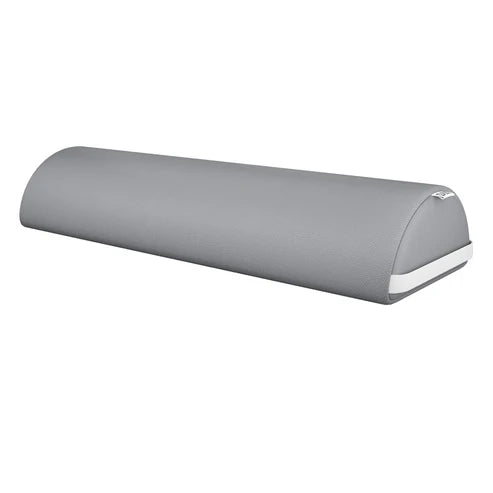 DIR Gray half-round semi-circle massage bolster , crafted with durable, easy-to-clean vinyl and built-in carry straps for professional clinical use.