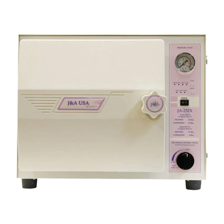 Fully Automatic Autoclave 232X stainless steel sterilizer with 16-liter chamber for sterilizing salon, spa, medical, and beauty instruments safely and efficiently.