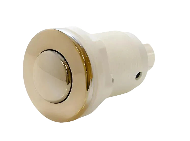Champagne Gold Air Switch On/Off Button with a sleek finish for spa jets, sink setups, garbage disposals, and compatible air switch systems.