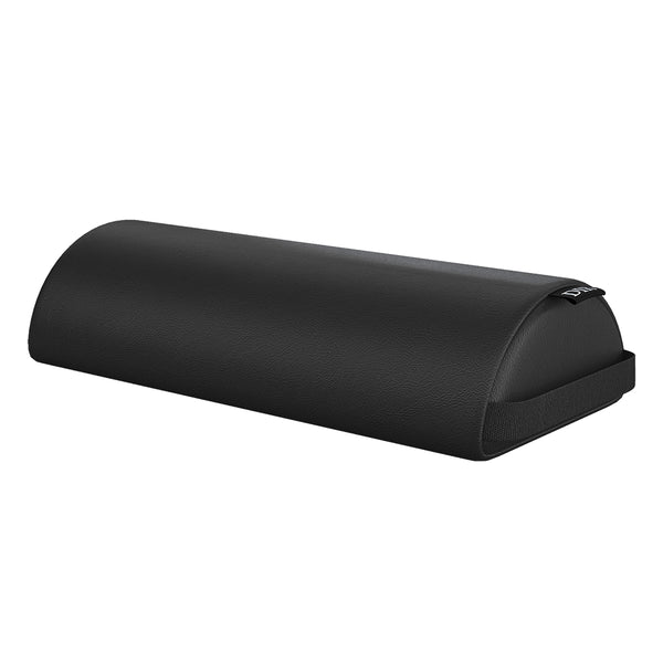 Black DIR half round massage bolster pillow with handle for spa treatment tables and esthetician client comfort