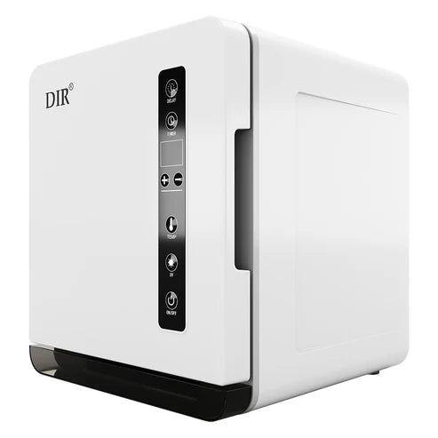 DIR Sunray white hot towel warmer and UV sterilizer cabinet featuring a front digital control panel for spa and salon use.