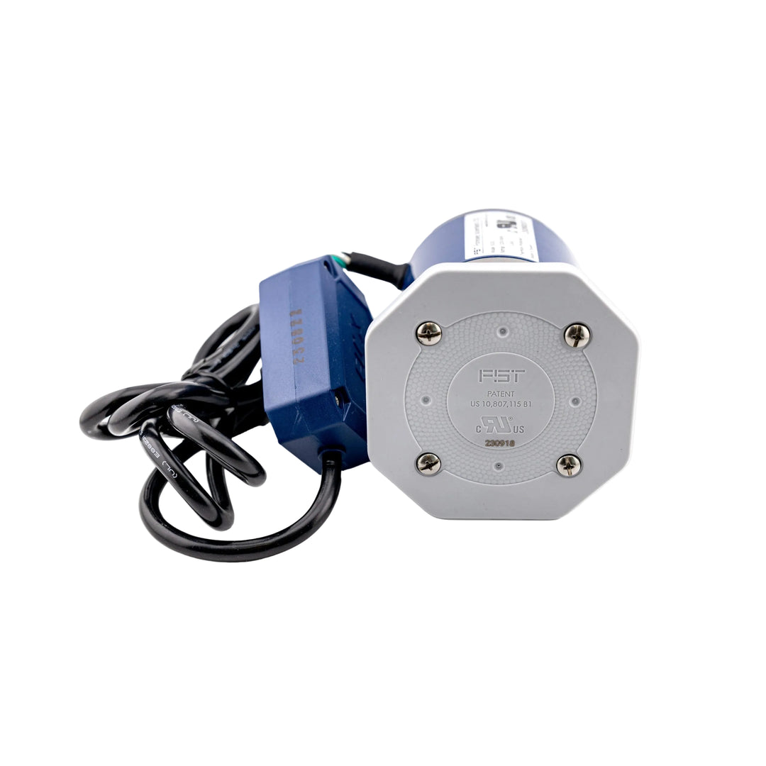 A blue and silver Taiwan Magnet Jet Motor for pedicure chairs, with cables and a power button visible.