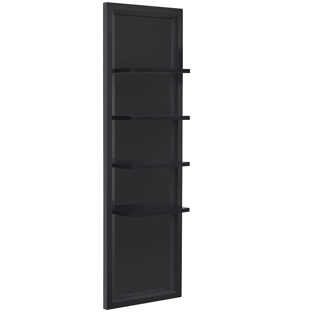 Freestanding Gondola Single retail display shelf with modern shelving for salons, boutiques, retail stores, and specialty shops to showcase merchandise.